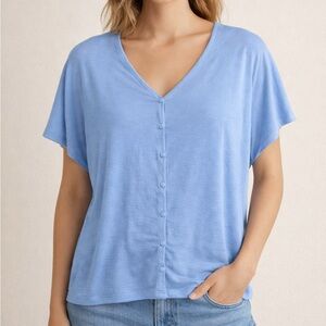 Lascana Sky Blue V-Neck Button Down Shirt